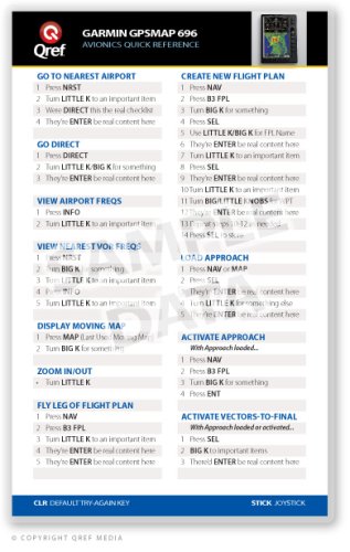 Garmin GPSMAP 696/695 Qref Card Checklist (Qref Avionics Quick Reference)      Cards – December 9, 2008