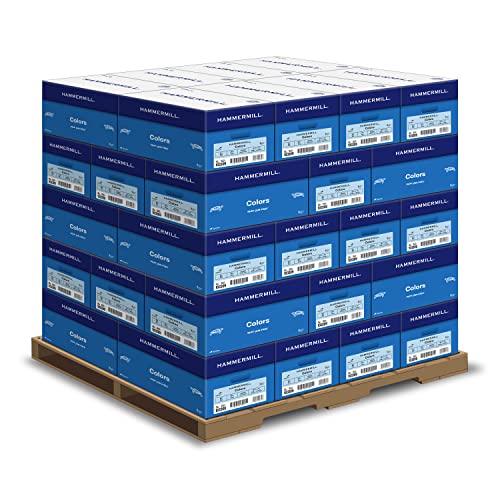 Image of Hammermill Colored Paper, 20 lb Blue Printer Paper, 8.5 x 11-1 Pallet, 40 Cases (200,000 Sheets) - Made in the USA, Pastel Paper, 103309P