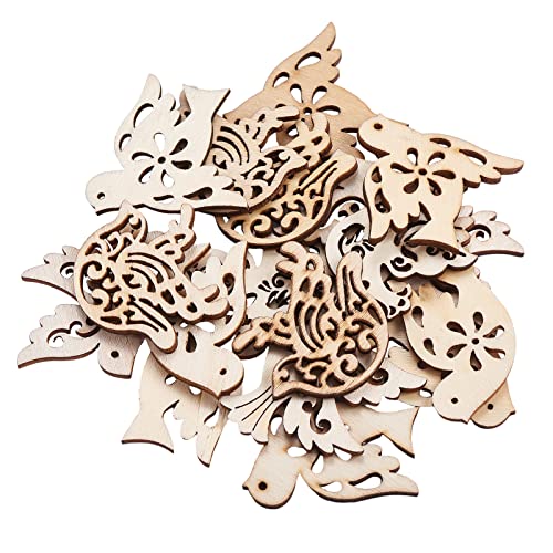 Stiesy 50 piezas de 5 estilos de paloma ahuecadas piezas de madera de paloma de pájaro de la paz, recortes de madera, adornos para manualidades, manualidades decorativas pintadas y álbumes de recortes Cover