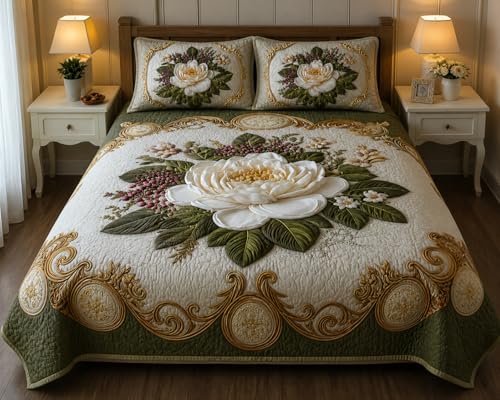 Image of Rosealia Bedsheet Set with 7D Digital Prints, Cotton Feel, Queen Size, 90x100 Inches, 1 Bedsheet and 2 Pillow Covers (Design 2)