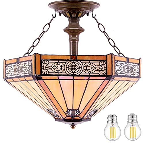Tiffany Ceiling Light Fixture Semi Flush Mount 16