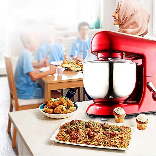 Küchenmaschine Rührgerät Stehen Egg Beater Mixer Edelstahl Neige-Kopf 5L 6-Gang-Multifunktions-Home… – Bild 3