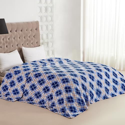COOVA Oversized King Fleece Blanket 120x120 inches, Soft Cozy Warm Giant Extra Large 10'x10' Blanket for Bed, Sofa, Couch,Travel, Camping, California Huge Flannel Big Throw Blanket, Rhombus Dark Blue
