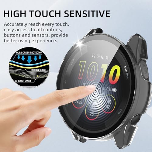 Image of Case Compatible with Garmin Forerunner 265, Hard PC Case with Tempered Glass Screen Protector, All-Round Protection, Scratch-Resistant and Shock-Absorbing Protective Case for Garmin Forerunner