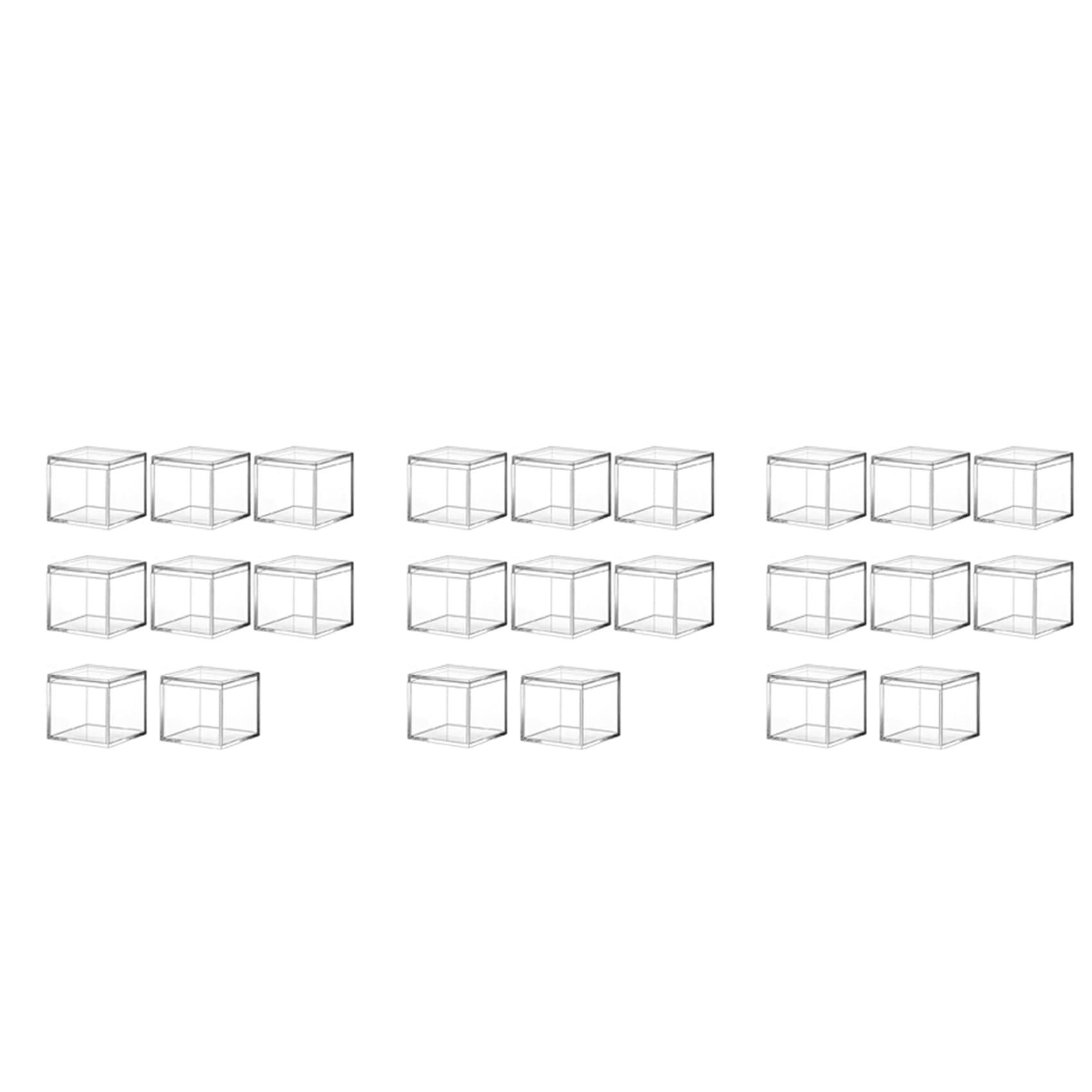 Hndhbfgrt 24 Pieces of Transparent Acrylic Plastic Square Square Jewelry Box Mini Storage Box with Lid Mini Square Container 120Ml