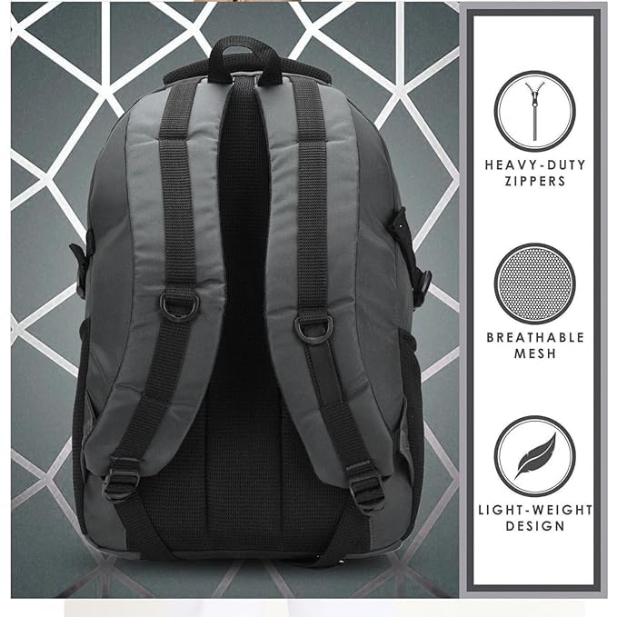 Image of 35L Large Laptop Backpack For Men & Women with Bottle Pocket | Padded Shoulder Straps, Multi Compartments | Travel,Office School & College Bag |Backpack,Heavy-Duty Zippers.