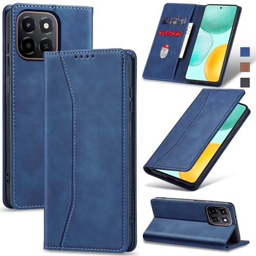 Image of Jasonyu Case for Honor X6c Leather Wallet Flip Cover with Card Holder,Kickstand, Magnetic Closure,TPU Shockproof Phone Case (Blue)