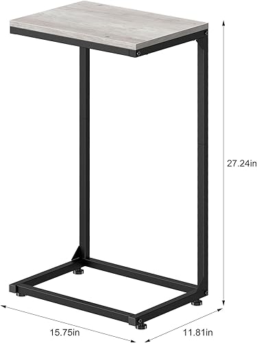 Miniatura 3 de Fogein Juego de 2 mesas auxiliares en forma de C, mesa auxiliar de mesa C, mesa auxiliar pequeña para sofá, mesa auxiliar para sala de estar,