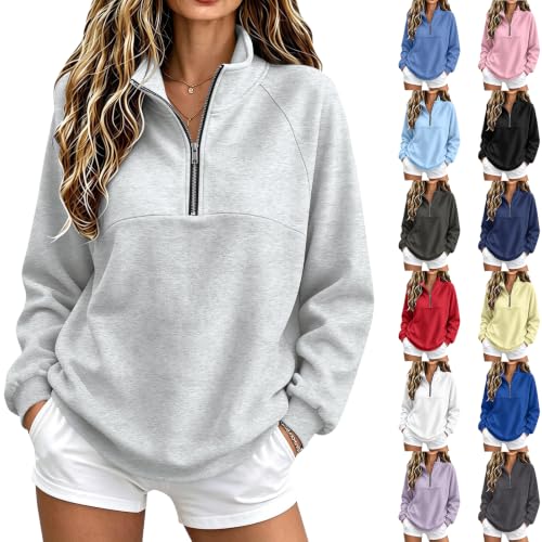 3/4 Zip Pullover Womens Fleece Over Sized Mockneck Quarter Zip Sweatshirt - image 1