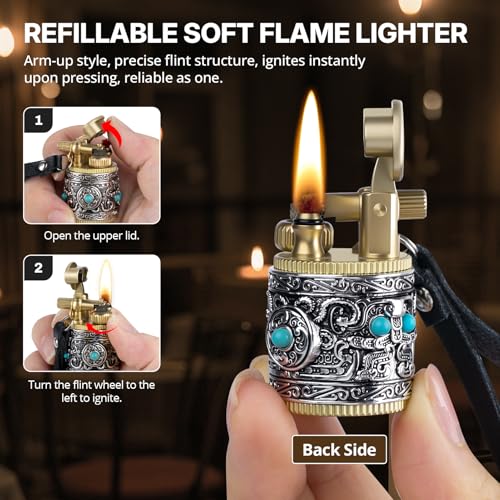 Encendedor Vintage pequeño recargable de queroseno miniatura 5