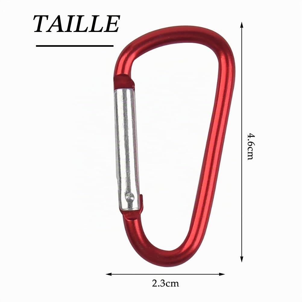 80Pcs Mousquetons Porte-clés TIMESETL Mini Mousqueton Fermoir en Alliage d'aluminium, Petit Mousqueton Couleur Porte-clés, Mousquetons de Sécurité pour Le Voyage, Escalade, Charge 5 kg