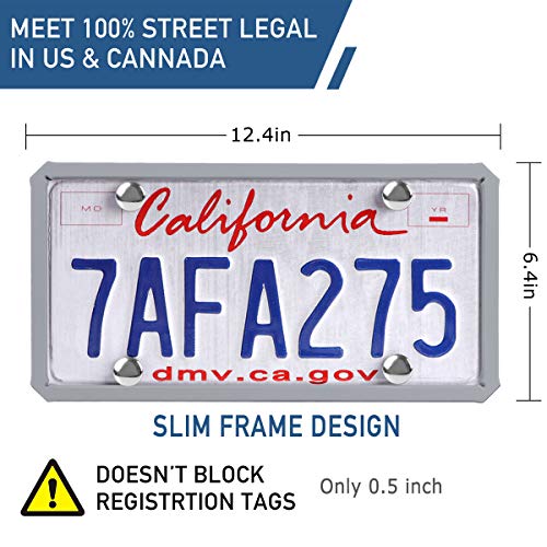 License Plate Frame - ONE PIX Silicone License Plate Covers Holders Rust-Proof/Rattle-Proof/Weather-Proof for Car License Plate - Grey