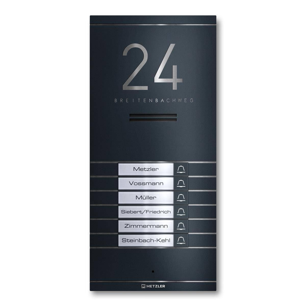 Metzler Türsprechanlage, Komplett Set, Gegensprechanlage aus Edelstahl, Sprechanlage mit Türöffner (Anschluss), mit Innenstation (Monitor), IP65, Anthrazit, ADM10