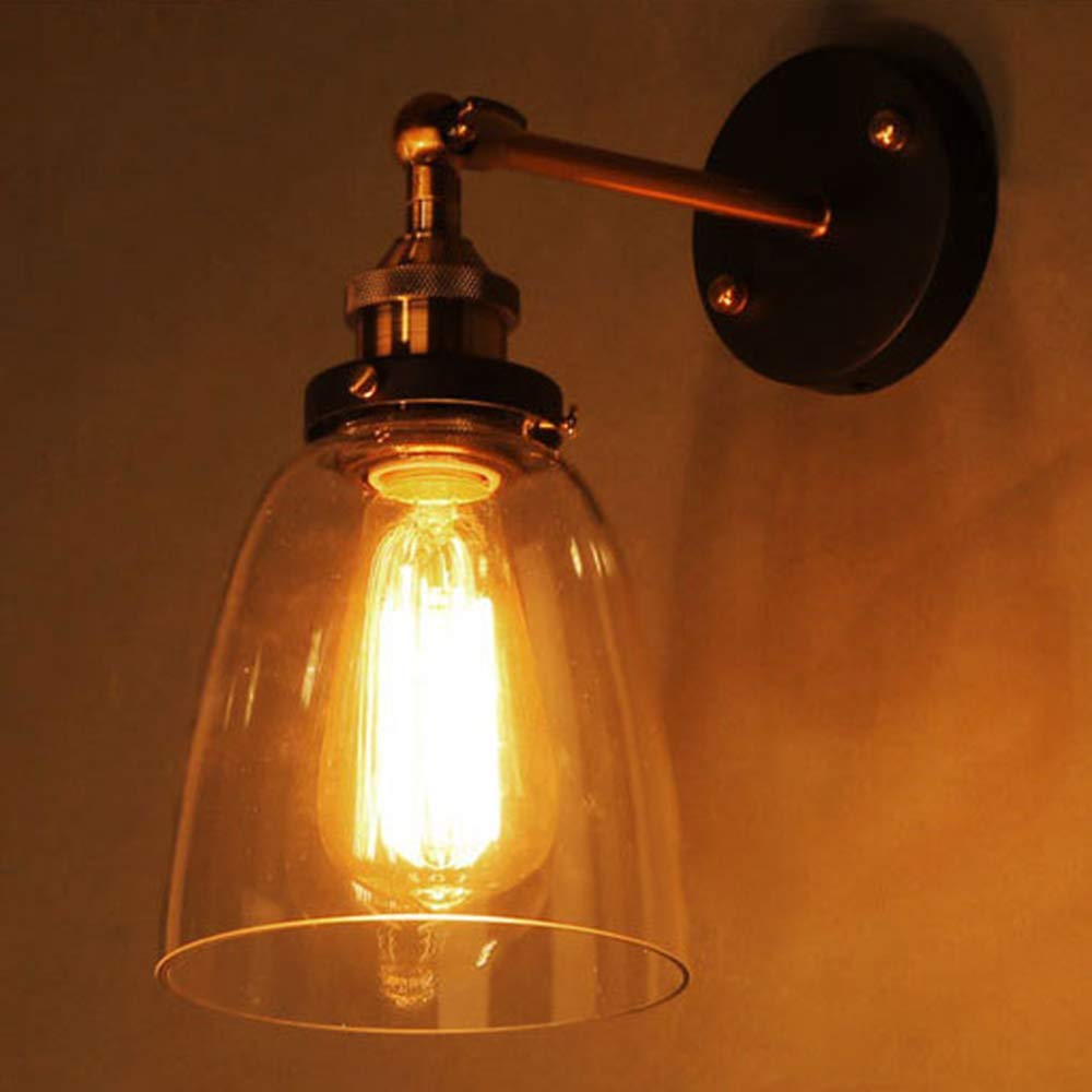Industrial Vintage Glass Wall Light Lamp Sconce Lighting Adjustable Metal Retro For Loft Coffee Bar Living Room Dining