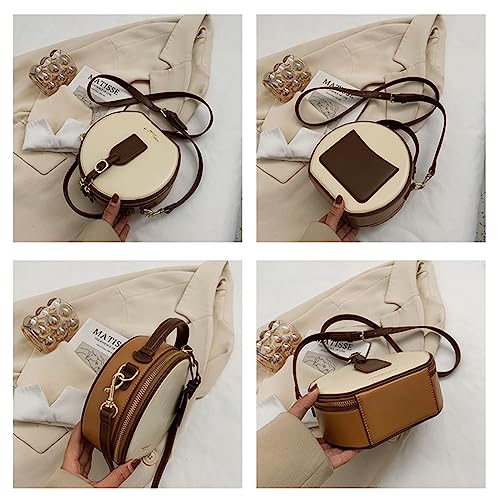 Western Leather Round Bag for Women,Retro Round Bag Top Handle with Strap2