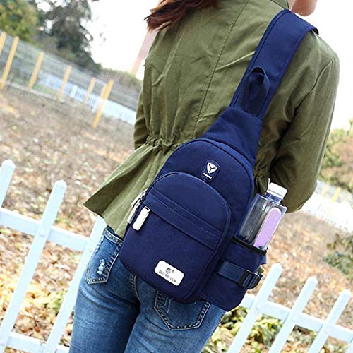 Spencer Canvas Sling Bag for Men & Women - Chest Shoulder Bag Unbalance Crossbody Backpack Daypack for Gym Travel Hiking Outdoor (Blue)3