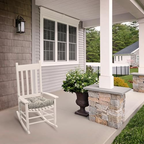 Image of Arden Selections Rocking Chair Cushion, 21 x 21, Rain-Proof, Fade Resistant, Cushion for Rocking and Outdoor Chairs 18 x 20, Neutral Aurora Damask (Pack of 4)
