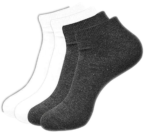 Image of Space Fly Ankle Socks for Men & Women (Pack of 3) - Cotton Low Cut Socks - Black, White & Gray - Soft Breathable Comfort Fit - Gym Sports Casual
