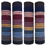 RN BEAUTY 100 PCS Cotton Hair Ties High Elastic Seamless Hair Bands with Pattern Texture 10 Mixed Colors Traceless Ponytail Holder No Damage for Thick and Curly Hair Diam. 2 inch(5cm) No Crease Hair