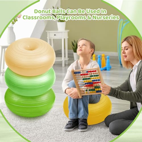 Image of Lewtemi 4 Pcs Flexible Seating for Classroom Elementary 20 Inch Yoga Ball Chair Inflatable Donut Ball Chair with Inflator for Kids Student Sensory Balance Office Exercise(Elegant Color)