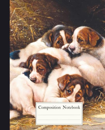 Composition Notebook: Vintage Puppies Aesthetic College Ruled Line Paper Journal, Antique Dog Notebook for Girls, Kids, Teens And Pet Lovers image 2