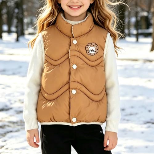 Girls Puffer Vest Snap Button Winter Warm Quilted Padded Sleeveless Coat - image 2