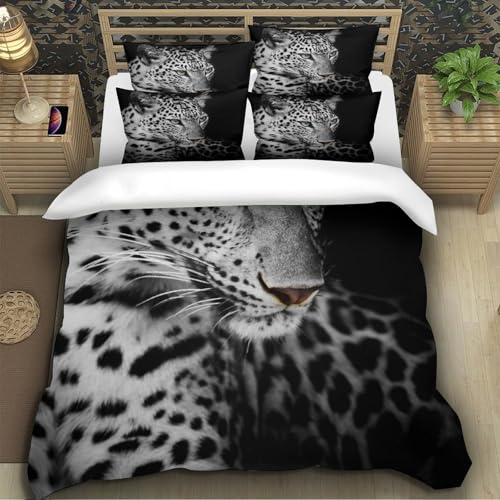 Parure de lit léopard 140x200 avec housse de couette single en microfibre - 5