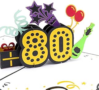 Cardology - 80th Birthday Pop Up Card | 3D Birthday Card For Men or Women | Handmade