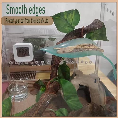 Image of Crested Gecko Tank Accessories,Crested Gecko Hide,Frog Habitat Platform,Gecko Wall Climbing Toy &Reptile Branches(3PCS) (Light Blue)