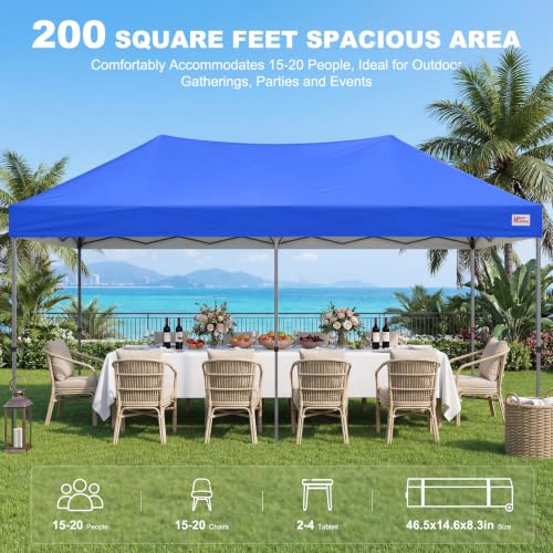 Image of MASTERCANOPY 10x20 Durable Pop Up Canopy Tent with Roller Bag, Blue