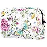 KAMEARI Kosmetiktasche, großer Schmetterling auf blühenden Sträuchern, große Kosmetiktasche, Organizer, multifunktionale Reisetaschen