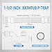 Low Profile 1 1/2 P Trap, Flexible Bathtub Shower Drain Pipe, Flat P Trap Freestanding Tub Drain for Bath