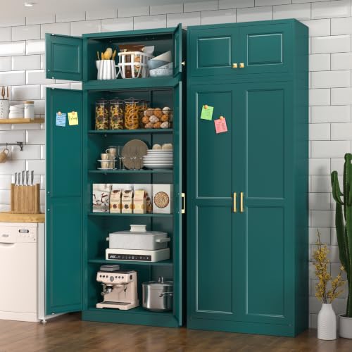 Image of Polup 86 inch Tall Metal Kitchen Pantry Storage Cabinet with Doors and Shelves