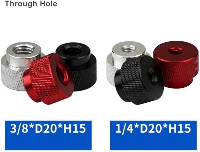 Generic 1Pcs BSW 1/4"" 3/8"" Aluminum Alloy Knurled Thumb Nuts Blind Hole/Through Hole Hand Grip Knob Step Nut - (Size: 1I4x20x20, Color: Silver-Blind hole)