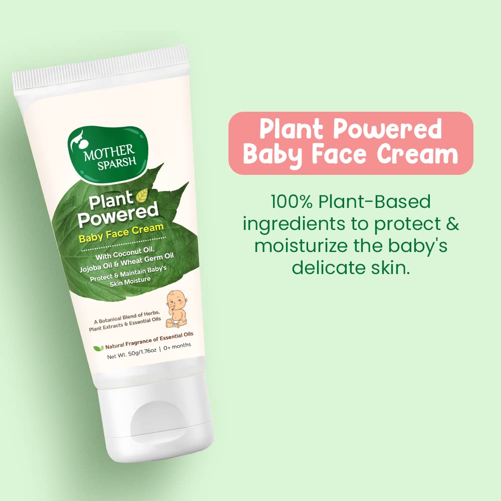 Mother Sparsh Plant Powered Natural Baby Wash, 200 ml + Plant Powered Natural Baby Face Cream, 50 g