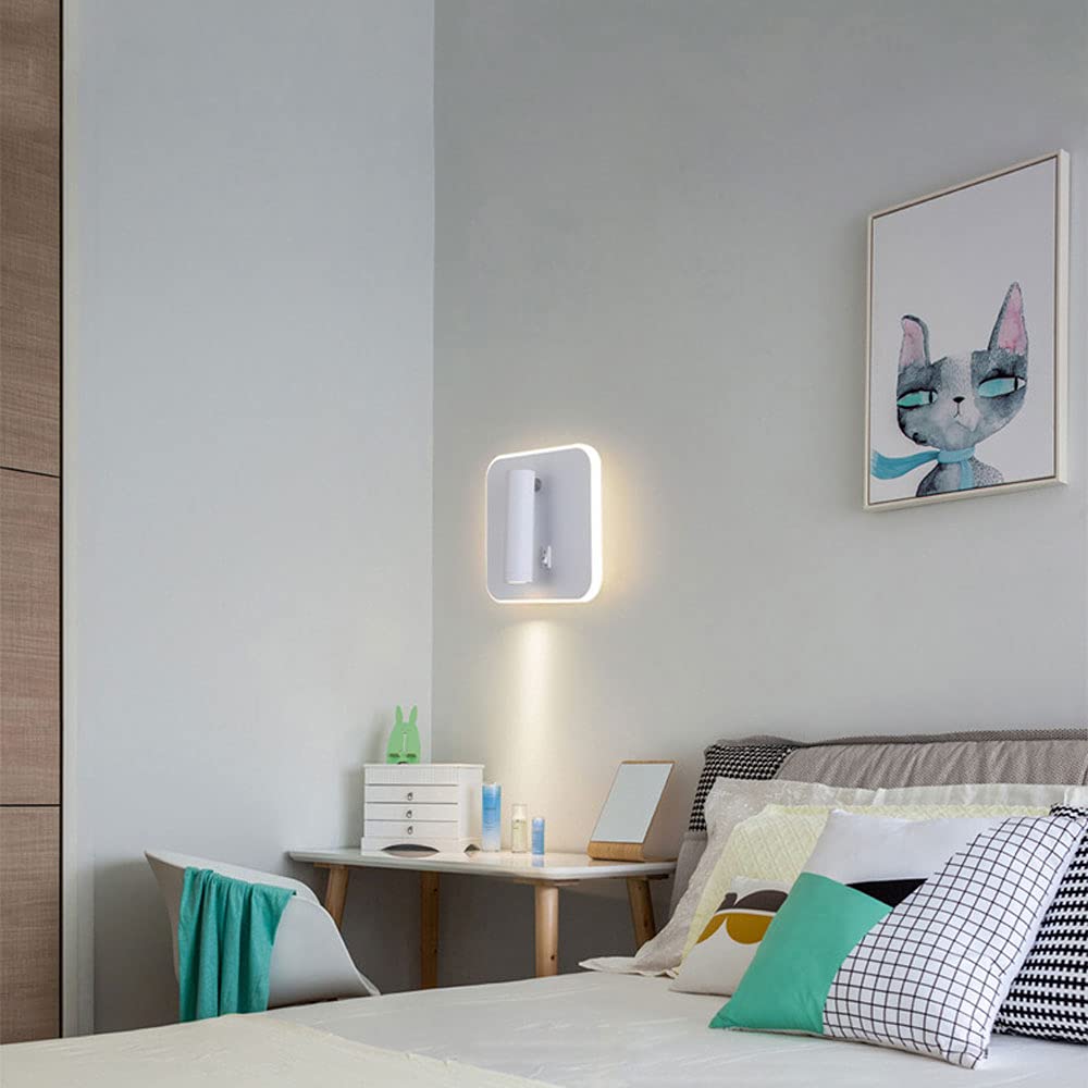 Siet Applique Murale réglable à Spot Mural à LED, Applique câblée avec Interrupteur, luminaires muraux rotatifs, tête de lit, Lampes de Lecture pour Salon, étude, Chambre à Coucher, Chevet