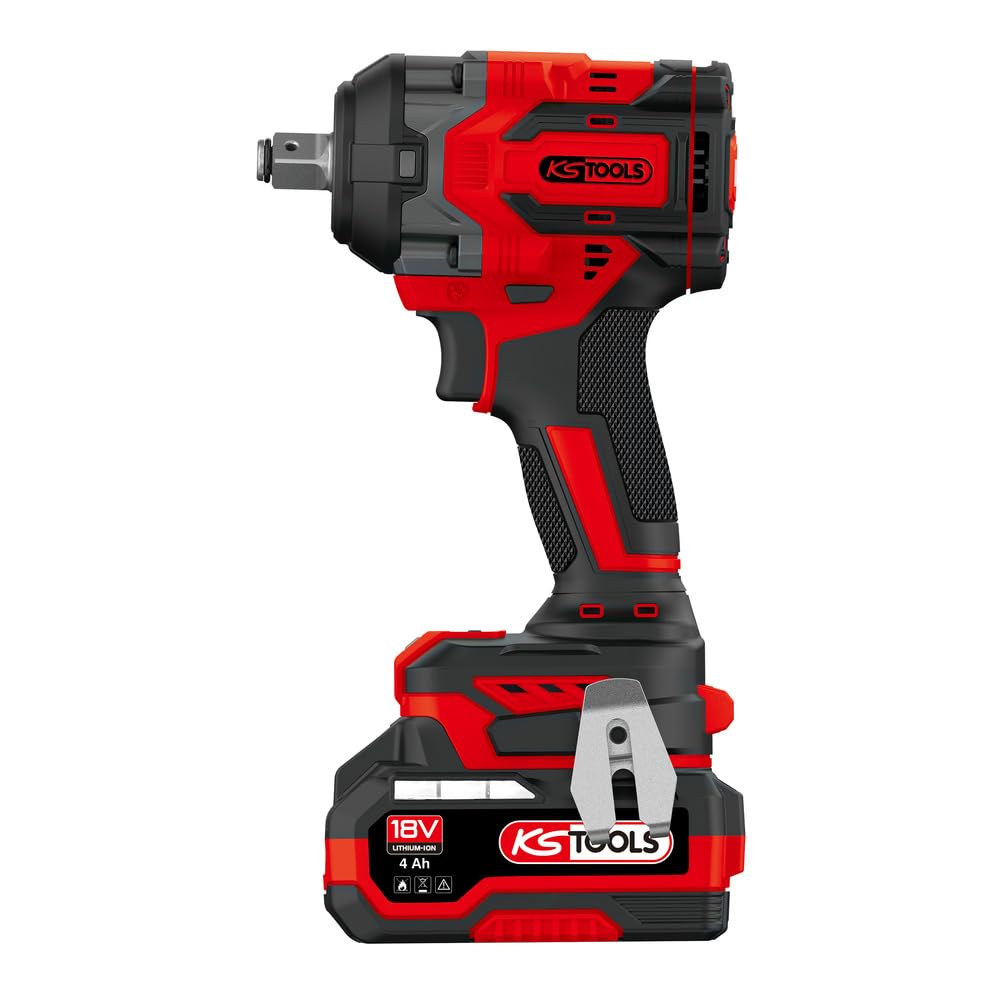 KS TOOLS - 515.4710F - Mini clé à chocs 1/2" - Clé à choc sans fil brushless - Puissance 18 V - 850 Nm - 1,5 kg sans batterie - Livrée en coffret avec 2 batteries 4Ah