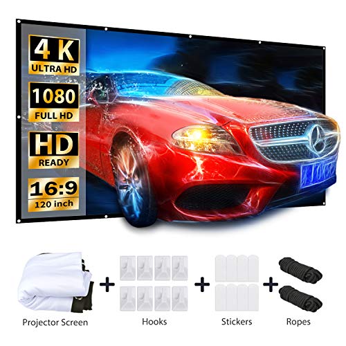 VANKYO Projector Screen 120 Inches 16:9 Portable Indoor Outdoor Projection Polyester Spandex Movie