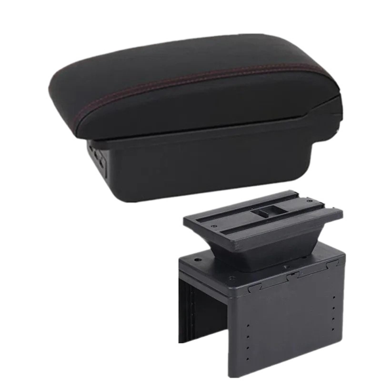 AWGNTQQ Car Armrests For Captur For Clio 5 Car Armrest Box Central Storage Box Retrofit Accessories(B style red line)