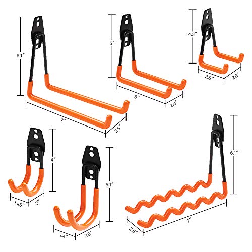 12 Pack Garage Hooks Heavy Duty, Non-Slip Garage Hanger & Organizer, Double Utility Garage Storage Hooks, Tool Hangers & Garage Organization to Storage Garden Tool, Ladder, Bike, Hose