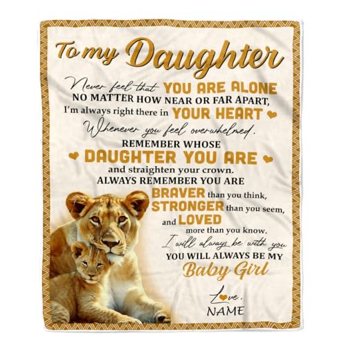 CenturyTee Personalized to My Daughter Blanket from Mom Lion Never Feel That You are Alone Great Birthday Graduation Bed Quilt Fleece Throw Blanket (30 x 40 Inches - Baby Size), Multicolor 454 (454)