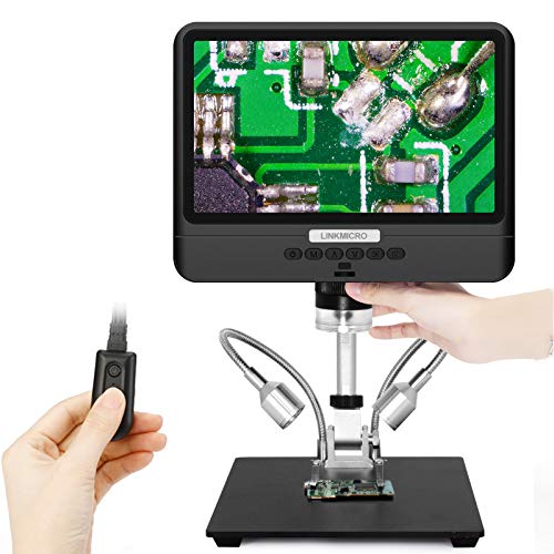 Digital Microscope 8.5 inch Large LCD Screen LINKMICRO Portable Microscope for Adults Long Distance Lens 260X Suited for Hobby/Craft Work and Soldering, Get an Entire US Quarter