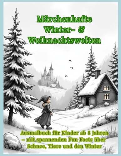 Märchenhafte Winter- & Weihnachtswelten: Ausmalbuch für Kinder ab 8 Jahren – mit spannenden Fun Facts über Schnee, Tiere und den Winter