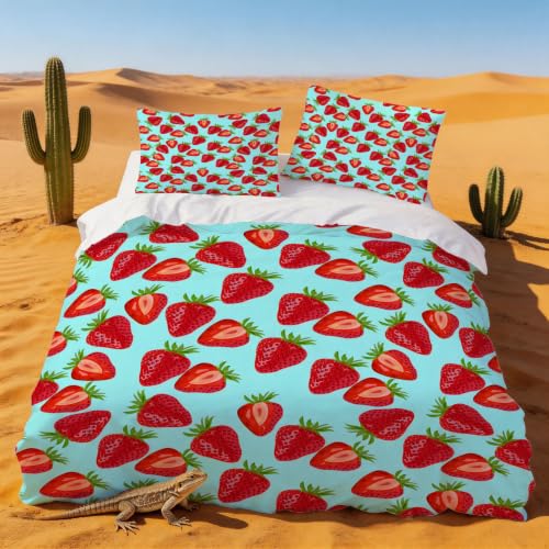 Housse de Couette Microfibre Doux pour Grand Lit Motif Fruité