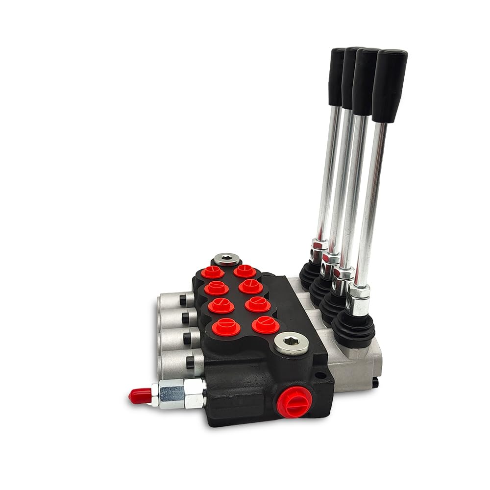Hydraulic Valve, Control Valve, Manual Directional Valve, Adjustable Relief Lever Handle, Directional Valve Hydraulic, Hydraulic Valve Lever Handle for Small Tractors Tanks Loaders (4 Spool 11 GPM)