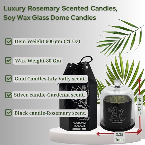 Rivoa RIVOA-22 Luxury Rosemary Scented Candles, Soy Wax Glass Dome Candles, 21 Oz Birthday Gift For Women, Relaxing Aromatherapy Candles, Luxury Candles, Romantic Gift thumb #1