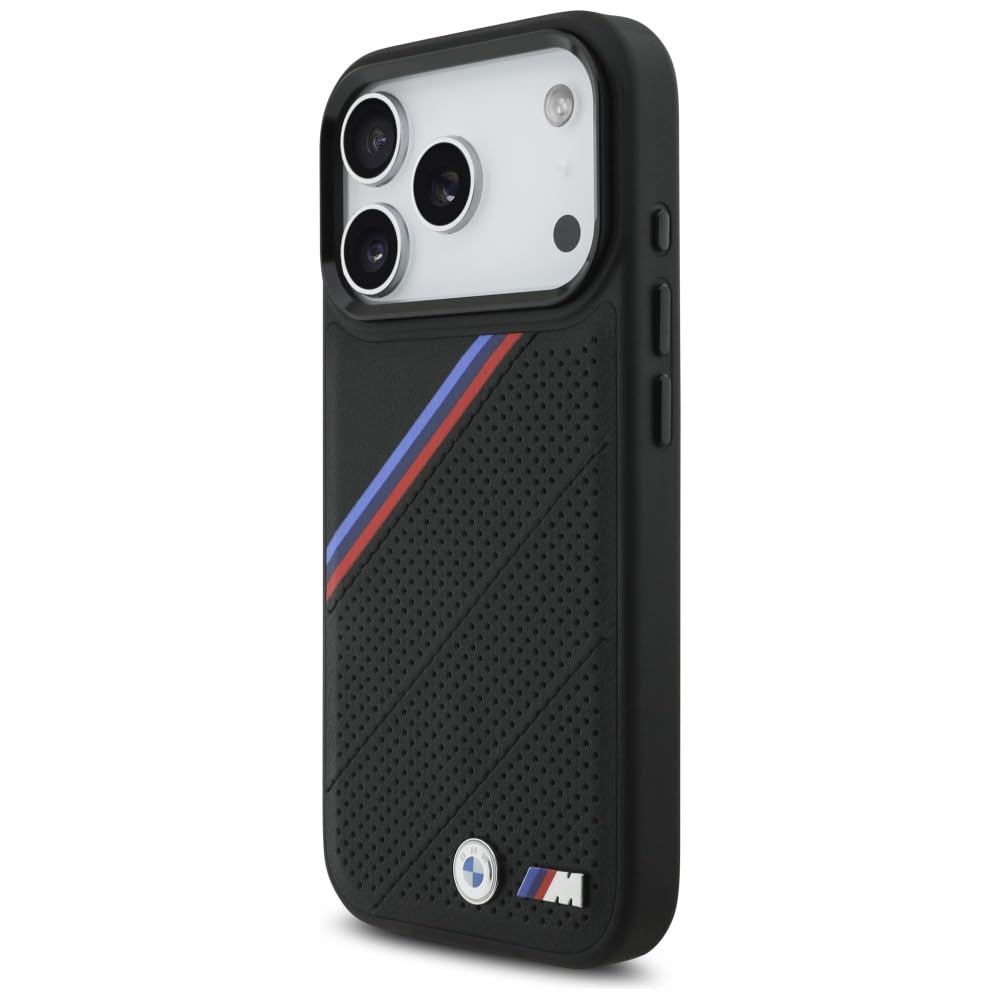CG Mobile BMW M Tricolor Metal Logo Compatible avec MagSafe Coque pour iPhone 17 Pro (Noir)