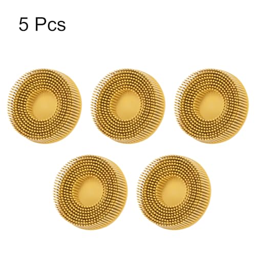 Image of HARFINGTON 5pcs Bristle Disc 3 inch 80 Grit Abrasive Brush Deburring Electric Disc Brush with Quick Change Lock Abrasive Coating Removal Disc for Metal, Yellow