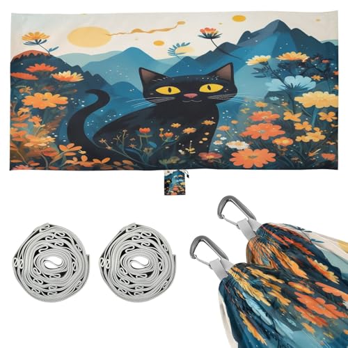 Haskirky Mountian Cute Cats Camping Hammock, Single Portable Hammocks with Tree Straps & Attached Carry Bag, 330Lbs Capacity Perfect for Outside Indoor Hiking Beach Backpack Travel