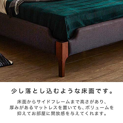Amazon｜ファブリックベッド ダブル ベッドフレームのみ 木製